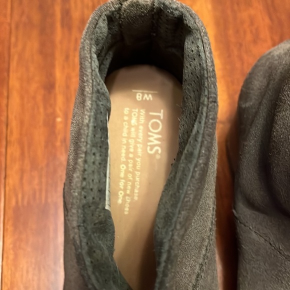 Toms Leila suede ankle boots gray-green color women’s sz 8 zip with tassles - Picture 8 of 9